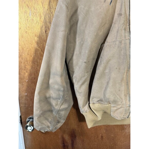 Vintage Carhartt J130 CML Quilt Lined Distressed Brown Canvas Jacket Large Tall - Picture 4 of 12